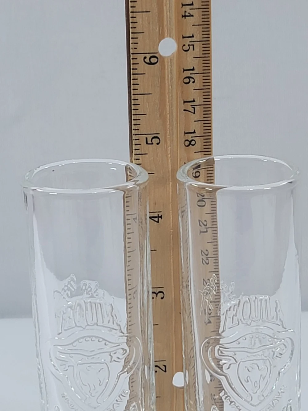SET of 2 CORRALEJO TEQUILA EMBOSSED LOGO & SIGNATURE  TALL SHOT GLASSES -VINTAGE